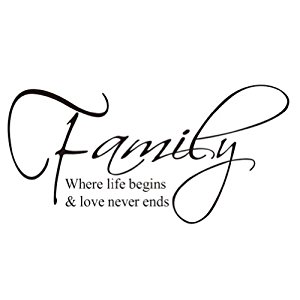 Family Stylized text reads: "Family, where life begins & love never ends.